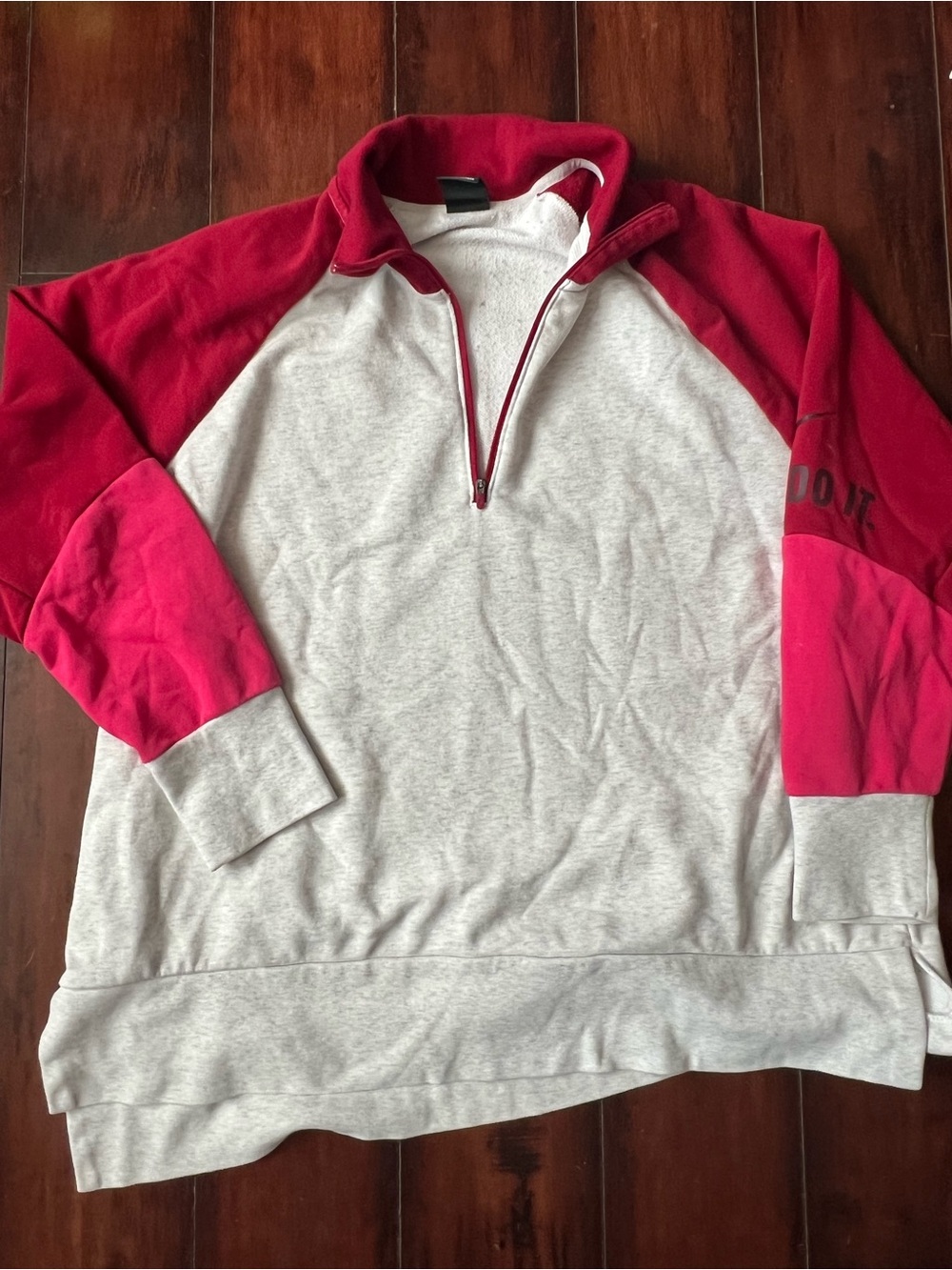 Nike Women’s Two-Tone Zip Pullover - Heather Gray & Red